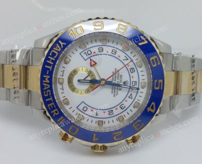 Rolex Yachtmaster II Half Yellow gold White Dial 44mm Replica Watch 